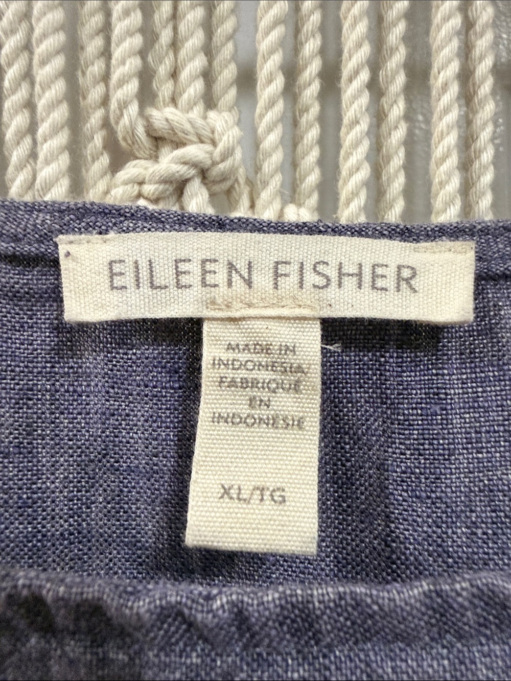 Eileen Fisher Organic Linen Square Neck Camisole Tank Top in Dusty Blue - Picture 2 of 7